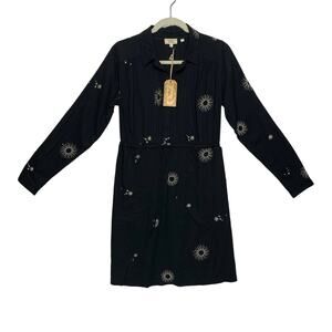 Fat Face Madagan Celestial Long Sleeve Dress NWT Sz 4 Embroidered Knee Length